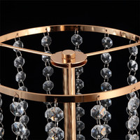 Décoration de mariage, support de fleurs en métal et cristal, centre de table en forme de lustre doré