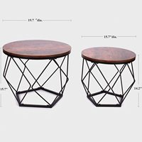 Décoration de salon cadre en fer Table basse industrielle en bois et cadre en bois Table basse d'accent noir Tables d'appoint basses