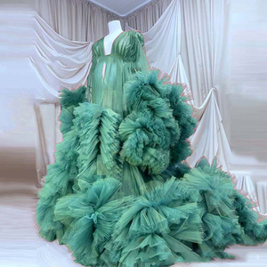 <span class=keywords><strong>Vestaglia</strong></span> Lunga in Tulle con Volant per Sposa in Gravidanza, Sexy <span class=keywords><strong>Camicia</strong></span> <span class=keywords><strong>da</strong></span> <span class=keywords><strong>Notte</strong></span> Multicolore in Maglia per Maternità, per Matrimoni o Servizi Fotografici - Product Image 2