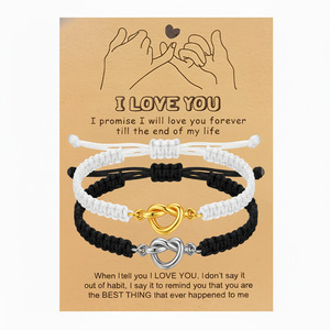 Conjunto de Pulseras de Moda con Nudo de Corazón Infinito para Parejas, Cuerda Trenzada, Regalo de <span class=keywords><strong>Amistad</strong></span> para el Día de San Valentín - Product Image 4