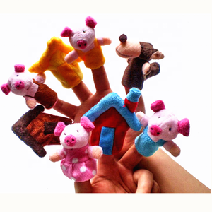 De Drie Kleine Pig Baby Verhaal vertellen Pluche Speelgoed Poppen Vingerpoppetjes wolf finger puppet