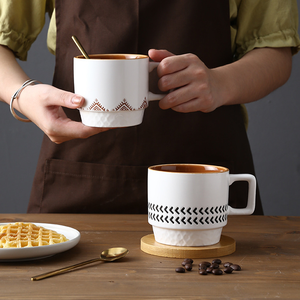 Tasses en porcelaine classiques pour petit-déjeuner d'étudiant, 300 ml, qualité alimentaire, OEM/ODM, emballage personnalisable, réutilisables, pour boissons chaudes/cappuccino, vente en gros - Product Image 4