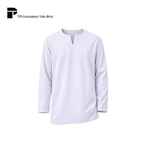 Camisa Étnica Tradicional para Hombre, Fabricada en Malasia, Color Lila, Corte Entallado, Casual, Manga Corta, Proveedor OEM, Prenda Superior, Estilo Moderno para Hombre - Product Image 1