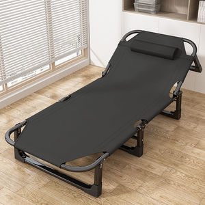 Lit pliant portable, chaise inclinable pour le camping en plein air, la pause déjeuner au bureau, simple, pliable, rectangulaire, en métal, pour 1 personne - Product Image 3