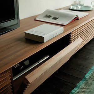 <span class=keywords><strong>Meuble</strong></span> <span class=keywords><strong>TV</strong></span> en noyer noir d'Amérique du Nord, style nordique minimaliste, en bois massif, avec tiroirs, pour salon, en chêne, avec portes battantes créatives - Product Image 4