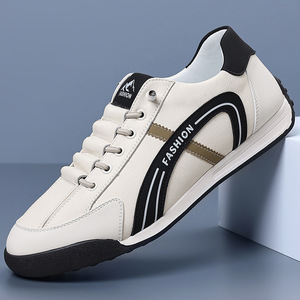 Fashion <b>White</b> <b>Lace</b>-up Casual Sneakers Round Toe Breathable Mesh Lining Rubber Outsole Spring Style - Product Image 1