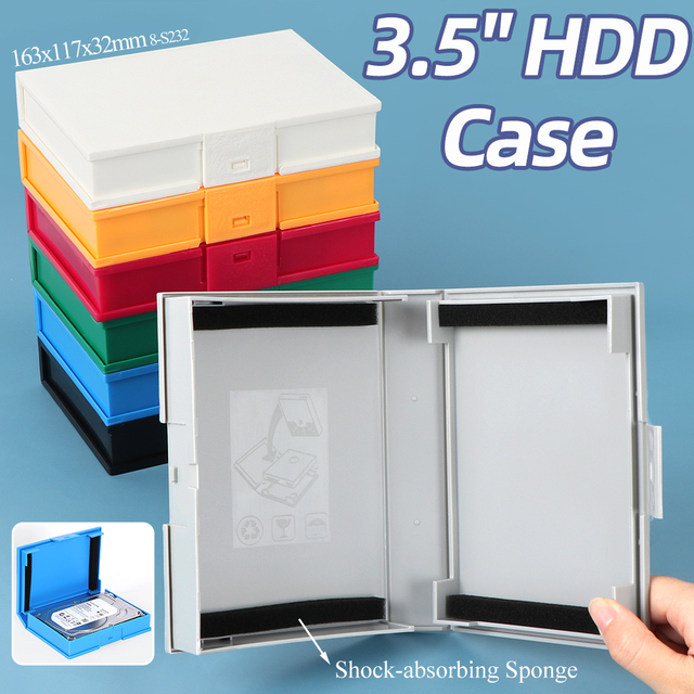 SUNSHING Bulk External Hard Drive Protective Cover 3.5 Inch Dustproof HDD SSD Storage Case Shock Resistant Plastic Hard Disk Box