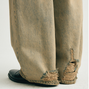 <span class=keywords><strong>Jean</strong></span> baggy vintage déchiré jaune pour homme, taille haute, idéal pour le quotidien - Collection 2026 - Product Image 6