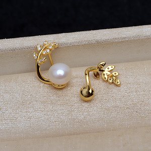 S925 <b>Silver</b> Fish Tail Ba <b>Earrings</b> for Women 4-6mm DIY <b>Pearl</b> Jewelry with Empty Holder 4465 Accessory - Product Image 4