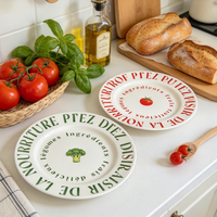 Assiette en céramique rétro française à motif végétal, 8 pouces, populaire sur Instagram, pour plats occidentaux, salades et desserts, personnalisable