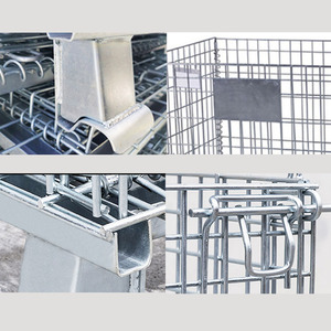 Kho hậu cần nhiệm vụ nặng nề hàng hóa dây lưới đóng mở có thể gập lại nestable 4 bên lưu trữ lồng Xe đẩy giỏ hàng CuộN <span class=keywords><strong>container</strong></span> - Product Image 5