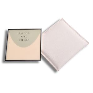 Espejo de Maquillaje Cuadrado Metálico Personalizado de una Sola Cara con Bolsa Protectora de PU con Diseño - Product Image 1