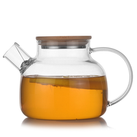 Théière en verre borosilicate de haute qualité 1000 ml avec couvercle en bambou