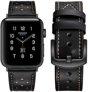 Correa de reloj de cuero para hombre de lujo Vintage para Apple <span class=keywords><strong>iWatch</strong></span> 38mm 40mm 42mm 44mm <span class=keywords><strong>barato</strong></span> y elegante - Product Image 2