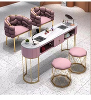 Table de manucure moderne et durable sur mesure avec bureau à ongles et chaise pour mobilier de salon, construction en panneau E1 et métal