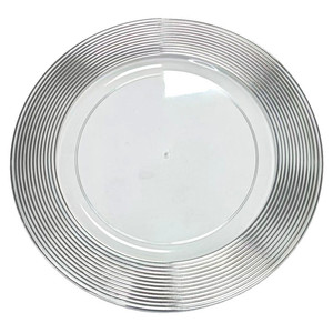 Platos Transparentes Redondos con Rayas Doradas y Plateadas de 13 Pulgadas para Decoración de Bodas y Fiestas en el Hogar - Product Image 5