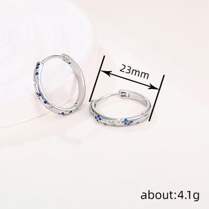 E3849 Pendientes de aro de oro blanco con diseño de mariposa de zafiro para mujer, conjunto de joyería de regalo romántico - Product Image 5
