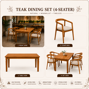Ensemble de table à manger en bois moderne avec chaises rembourrées, design mid-century pour la salle à manger à domicile - Product Image 2