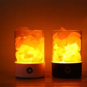 Toptan doğa himalaya pembe/turuncu tuz kaya mini USB tuz lambası