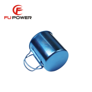 Taza de agua de titanio con tapa y mango plegable, portátil, para acampar, 450ml - Product Image 3