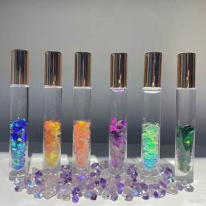 C&H Wholesale OEM 5ml/10ml Flacon de parfum vide en verre givré de luxe avec logo personnalisé et pierre précieuse naturelle - Product Image 5