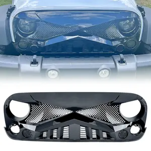 Car Grills Hawke Grille Front Bumper Grill For 2007-2018 Jeep Wrangler JK JKU Glossy Black ABS