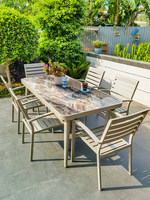 Tables et chaises d'extérieur en alliage d'aluminium de style nordique pour cour, jardin, villa, terrasse, gîte, hôtel, balcon