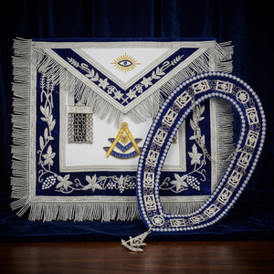Delantal Masonic Past Master de piel de cordero pura bordado a mano con hilo de lingotes, collar de cadena con cuentas y Joya gratis - Product Image 2