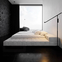 Gainsville Furniture villa brun velours doux lit double hôtel chambre à coucher d'hôtel dossier rembourré meubles de lit king size