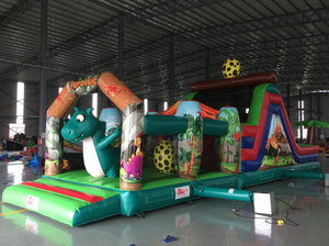 Pista <span class=keywords><strong>de</strong></span> obstáculos inflable para niños, parque temático Jurásico <span class=keywords><strong>de</strong></span> dinosaurios <span class=keywords><strong>de</strong></span> 42 pies <span class=keywords><strong>de</strong></span> longitud, para exteriores - Product Image 2