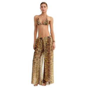 Costume da bagno intero HDJ taglie forti con controllo pancia, scollo all'americana, vita alta, stampa animalier, in spandex e poliestere, per la spiaggia SQ66938 - Product Image 1