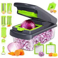 15-delige handmatige keukenmandoline, tomaten snijder, multifunctionele handpers, veilige voedselmolen, groentesnijder, -hakker
