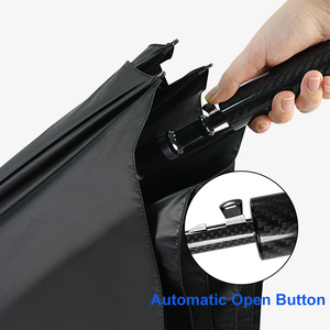 Paraguas de Negocios de Lujo Superligero de Fibra de Carbono Completa, Negro, Resistente al Viento e Impermeable, con Impresión de Logotipo Personalizado, Apertura Automática, Regalos Empresariales - Product Image 3