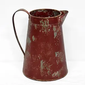 Carafe à eau en métal Antique, rouge rouille, avec poignée latérale
