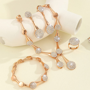 Parure de bijoux exquise en or et diamants, style européen et américain, très tendance, pour mariée et banquet féminin - Product Image 4