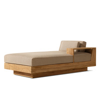 Set Sofa Seksional Patio Kontemporer Bentuk U Chaise Mewah Furnitur Kayu Jati Solid Set Lounge Luar Ruangan