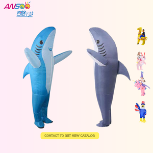 Cosplay drôle de fête pour adultes Costumes de <span class=keywords><strong>requin</strong></span> <span class=keywords><strong>bleu</strong></span> entièrement gonflables au corps Costumes de mascotte de carnaval d'halloween de conception animale personnalisée - Product Image 1