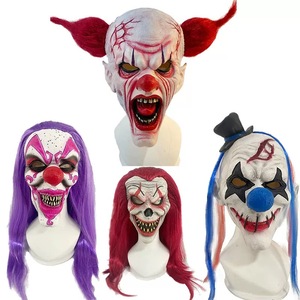 2025 nouveau masque en Latex visage complet <span class=keywords><strong>Clown</strong></span> d'<span class=keywords><strong>horreur</strong></span> avec <span class=keywords><strong>perruque</strong></span> effrayant souriant Halloween Costume accessoires Latex fête Festival accessoires - Product Image 2