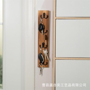 Solid Wood <b>Wall</b> <b>Hook</b> Rack <b>Key</b> Organizer 4 <b>Hooks</b> Vertical Retro Style Entryway Storage - Product Image 4