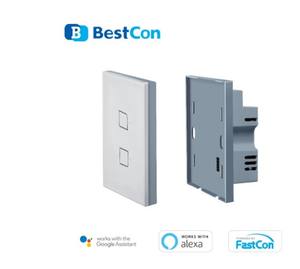 Better <span class=keywords><strong>BroadLink</strong></span>-Interruptor de luz de pared inteligente BestCon RF433, TC2S 1/2/3 Gang Us, funciona con RM4 Pro + Panel de vidrio blanco - Product Image 2