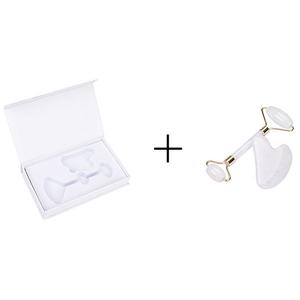 Herramienta Facial Gua Sha de Jade, Masajeador de Belleza, Rodillo de Jade Natural, Gua Sha de Jade Blanco, Set de Gua Sha con Rodillos Dobles, Refrescante - Product Image 2