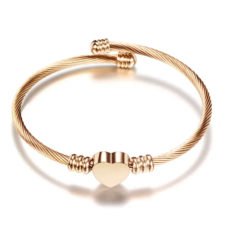 Bracelet pour Couple, en acier inoxydable, avec perles rondes, plaqué or 18K, ajustable, en forme de cœur, nouvelle collection
