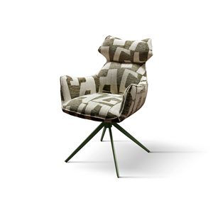 Sillón Giratorio Ornella, Tapicería de Tela Blanca Oliva, Base de Metal, Silla de Oficina para Interiores - Product Image 1