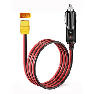 XT90 Male Cig Lighter Charging Cable Car Lighter Male Plug Connector Cable for Portable Solar Generator Power Station 14AWG 6FT