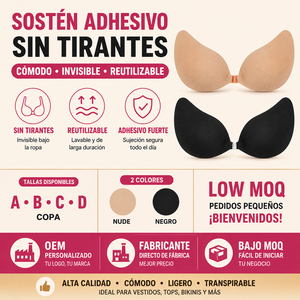 Sujetador Adhesivo Sin Tirantes <span class=keywords><strong>Push</strong></span> <span class=keywords><strong>Up</strong></span> Copas A B C D Reutilizable Nude y Negro OEM Directo de Fábrica Bajo MOQ - Product Image 2