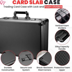 Caja de Almacenamiento para Tarjetas Graduadas Q Y 140+ de 4 Filas, Estuche para Tarjetas Graduadas, Estuche de Almacenamiento para Tarjetas, Aluminio - Product Image 4
