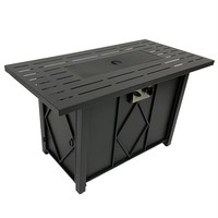 Brasero rectangulaire moderne gris-blanc en fer à gaz propane, chauffage extérieur de jardin, table de chauffage grise 50000 BTU portable