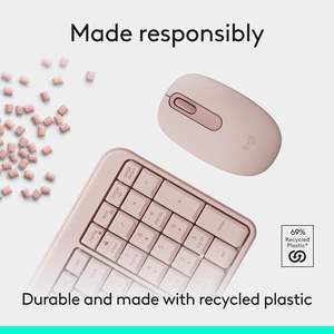 Combo de Teclado y Ratón Inalámbrico Mk250 Rosa, 104 Teclas, Diseño Ergonómico Ultrafino para Diestros, para Laptop, PC y Tablet - Product Image 6