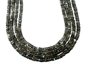 Labradorita AAA Heishi / Tyre Rondelle |   Cuentas de Disco Lisas de 4mm-5mm, Hilo de 13 Pulgadas |   Labradorita Natural Semipreciosa con Fuego Azul - Product Image 4