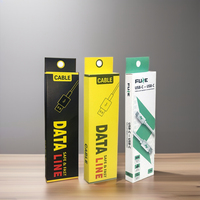 Boîte d'emballage en carton recyclable avec pelliculage mat pour accessoires de téléphone, câble de charge suspendu personnalisé, câble de données, casque audio, emballage en papier, feuille métallisée